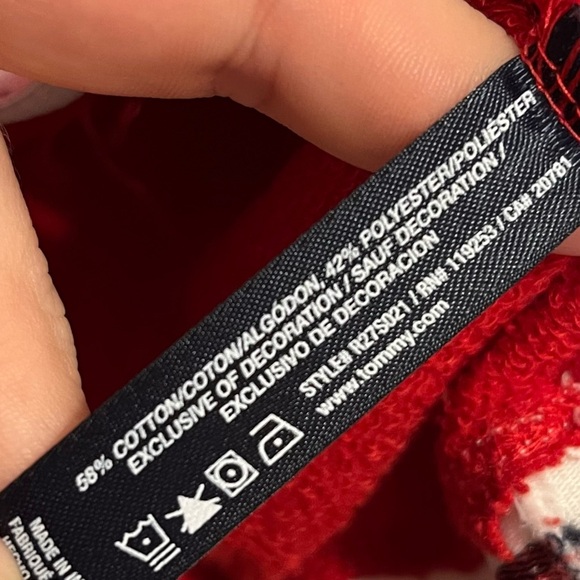 Tommy Hilfiger V Neck Crop Hoodie Sweater - Picture 7 of 10